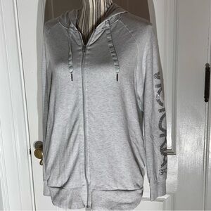 Gray Victoria sport small zip hoodie glitter logo S231